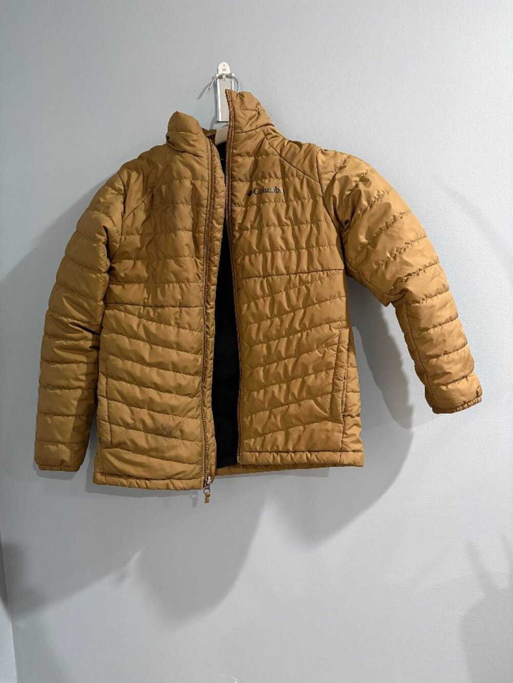 Columbia Youth Puffer Jacket Tan Brown Size Medium 10/12 Full Zip